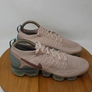 Nike Shoes Womens 7 Air Vapormax Flyknit 2 Running Sneakers 942843 203 Beige Gym